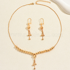 Винтажное латунное колье и серьги с круглыми бусинами и кисточками для женщин.&nbsp;KK0094