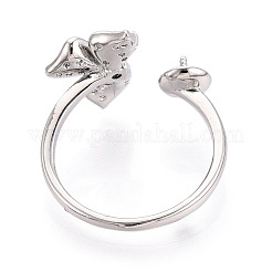 Оправы для колец-манжет из цветочной латуни с микропаве из прозрачного кубического циркония KK-T076-33P