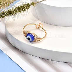 Регулируемые кольца лэмпворк ручной работы из медной проволоки для женщин и мужчин RJEW-JR00389