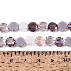 電気メッキガラスビーズセット  フラットラウンド  多面カット  紫色のメディア  7.5~8x4~5mm  穴：1~1.4mm  約25~27個/連  7.28~7.48インチ（18.5~19cm）&nbsp;EGLA-N022-03A-A02