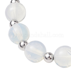 Braccialetti elasticizzati rotondi con perline opalite e occhio di gatto da 10 mm&nbsp;BJEW-JB10450