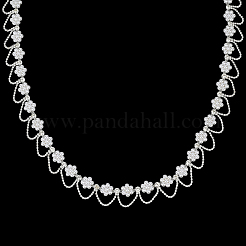 Пластиковые цветочные жемчужные и железные и хрустальные стразы цепочки CH-WH20003-01