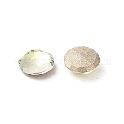 ガラスラインストーンカボション  ポイントバック＆バックメッキ  多面カット  フラットラウンド  黄水仙  6x2.7mm&nbsp;RGLA-P037-10A-D337