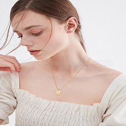 Collier avec pendentif rectangulaire en forme de lettre en acier inoxydable 1 pièce&nbsp;NJEW-LP0001-34L-G