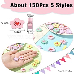 150шт 5 цвета окрашенные распылением деревянные бусины&nbsp;WOOD-CJ0001-81