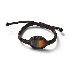 Регулируемые овальные браслеты из плетеных бусин из натуральных драгоценных камней чакра BJEW-H626-02-06
