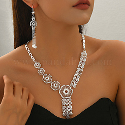 Элегантные комплекты из серег и ожерелий с кисточками из полого цветка из сплава для женщин&nbsp;RI3755