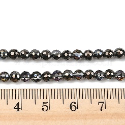 透明なガラスビーズを電気  ラウンド  ファセット(96ファセット)  ブラック  4~4.5mm  穴：1mm  約95個/連  14.76''（37.5センチメートル）&nbsp;EGLA-B013-02A-HP01