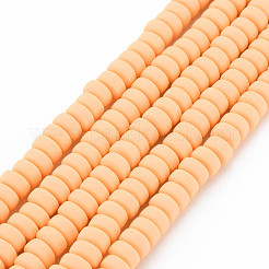 手作り樹脂粘土ビーズ連売り  ジュエリー工芸用品のDIY用  フラットラウンド  桃パフ  6~7x3mm  穴：1.5mm  約113~116個/連  15.55インチ〜16.14インチ（39.5~41cm）&nbsp;CLAY-N008-130