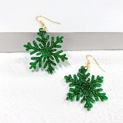 Серьги-подвески с акриловыми блестками и пудрой в виде снежинок&nbsp;FS-WGC8E2D-02