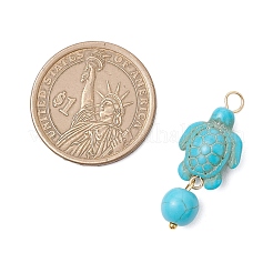6 шт. 6-х цветные синтетические бирюзовые черепаховые круглые подвески&nbsp;PALLOY-JF04128-01