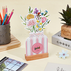 2026-Jahres-Tischkalender mit Blumenmuster und Holzsockel&nbsp;AJEW-WH0481-421A