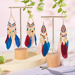 2 пара серег-перьев 2 стилей&nbsp;EJEW-TA0001-46