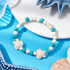 合成ターコイズのブレスレット  子供用ブレスレット  ダークシアン  内径：1-3/4インチ（4.5cm）&nbsp;BJEW-JB11150-02