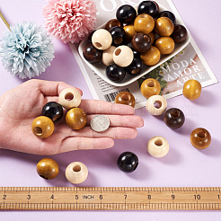 100шт 5 цвета деревянные бусины&nbsp;WOOD-CD0001-13