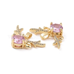 Подвески с рождественским оленем из латуни с кубическим цирконием и микропаве KK-E068-VC422