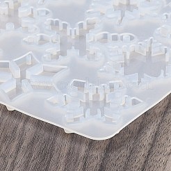 DIYペンダントシリコンモールド  レジン型  スノーフレーク  クリスマスのために  ホワイト  115x113x4.5mm  穴：1.7mmと2.7mm  内径：35~46x28~35mm&nbsp;X-SIMO-P009-A01