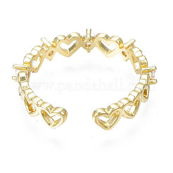 Изысканное кольцо-манжета с сердцем из кубического циркония RJEW-N035-057-NF