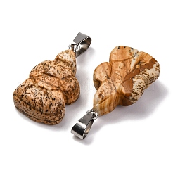 Natur Bildjaspisses Anhänger&nbsp;G-B127-06P-08