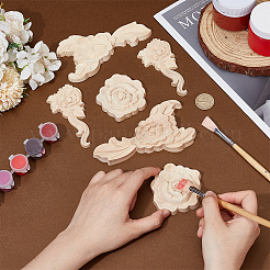 6 шт. 3 стиля цветок резная деревянная накладка аппликация ремесло&nbsp;DIY-OC0014-07