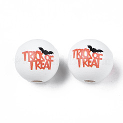 Perline di legno naturale stampate halloween&nbsp;WOOD-S057-078