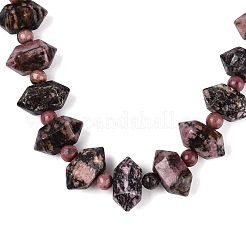 Colliers de perles rondes et coniques en rhodonite naturelle&nbsp;NJEW-N064-03E
