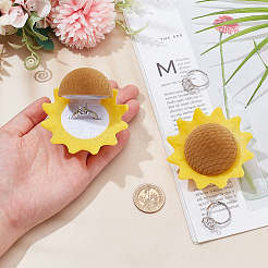 Шкатулки для украшений из бархата подсолнуха&nbsp;CON-WH0092-62