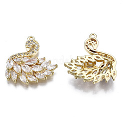 Латунные микропаве прозрачные подвески с фианитом ZIRC-S069-031G