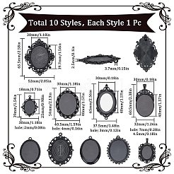 10 шт. 10 стиля овальных подвесок из сплава с кабошонами FIND-SC0009-96