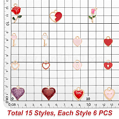 90шт 15 стиля сплава эмалевые подвески ENAM-PH0002-36
