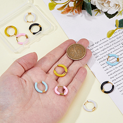 5 пара двухцветных серег-колец из нержавеющей стали 316 с эмалью EJEW-DC0001-39A