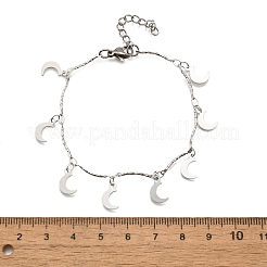 Браслеты с подвесками в виде луны из нержавеющей стали 304&nbsp;BJEW-R021-01P