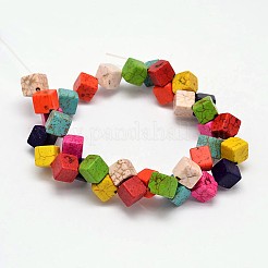 Нити кубических синтетических бирюзовых бусин G-M150-24