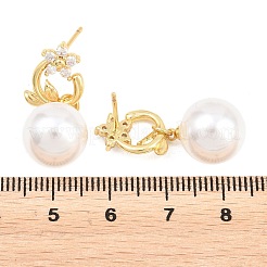Valentinstag-Ohrstecker aus Messing mit Mikropavé-Fassung und klaren Zirkonia&nbsp;EJEW-Z164-05G