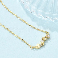 925 серебряное ожерелье с подвеской в виде сердца из прозрачного микропаве из кубического циркония для женщин NJEW-D315-01G