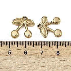 304ステンレスペンダント  チェリーチャーム  ゴールドカラー  15x14.5x4mm  穴：1.8mm&nbsp;STAS-D363-01G
