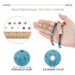 2 нити окрашенных круглых бусин из синтетической лавы G-NB0005-38