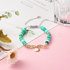 Плетеный браслет из бусин из полимерной глины ручной работы&nbsp;BJEW-JB07407-02