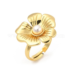 Цветочные латунные кольца для женщин RJEW-S622-06G