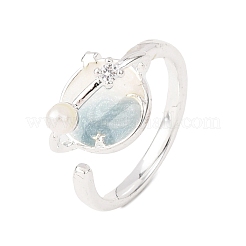 Латунные микро проложить манжеты кольца кубического циркония&nbsp;RJEW-P172-02P