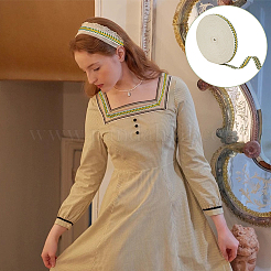 20 ярд ленты из полиэстера с вышивкой в этническом стиле и листьями OCOR-WH0070-109C