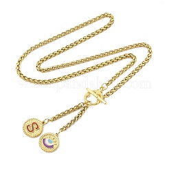 Collar con colgante de letra y ojo de acero inoxidable 304 con baño de iones (IP) y esmalte rojo.&nbsp;STAS-Z102-01G-S