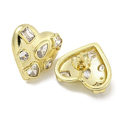 Boucles d'oreilles en laiton plaqué coeur&nbsp;EJEW-E312-11G