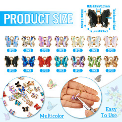 28 breloque en verre en alliage doré clair de 14 couleurs&nbsp;FIND-TA0005-94