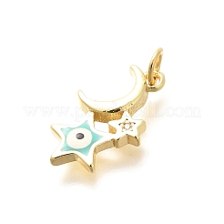 Латунные микропаве кубические цирконии с эмалевыми подвесками от сглаза&nbsp;KK-G519-04G