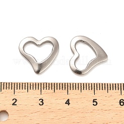 変色しないステンレスペンダント  ハートチャーム  ステンレス鋼色  14x15x1.5mm  穴：11x6mm&nbsp;STAS-L276-01P-01