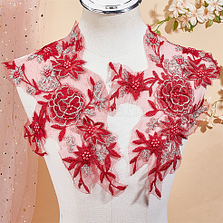Blumen-Polyester-Stickerei zum Aufnähen von Applikationen&nbsp;DIY-WH20010-38C