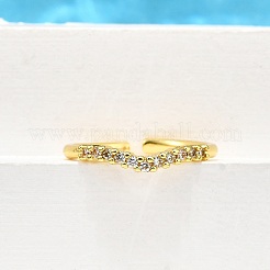 Латунные кольца-манжеты с микропаве и прозрачным цирконием для женщин&nbsp;RJEW-H247-07G