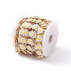 Цепи из нержавеющей стали 304 с ионным покрытием (IP) в виде цветка маргаритки с эмалью&nbsp;AJEW-J035-03G-09