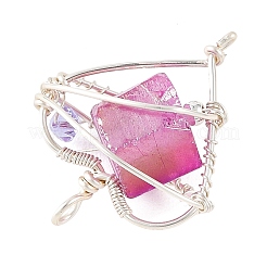 Pendentifs enveloppés de fil de cuivre de quartz naturel galvanisé&nbsp;PALLOY-TA00429-04